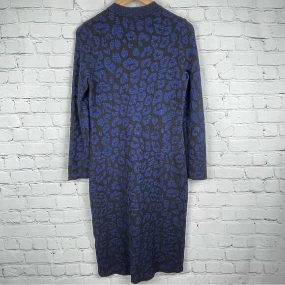 BANANA REPUBLIC leopard print metallic stretch knit sweater dress, size S - Picture 1 of 16